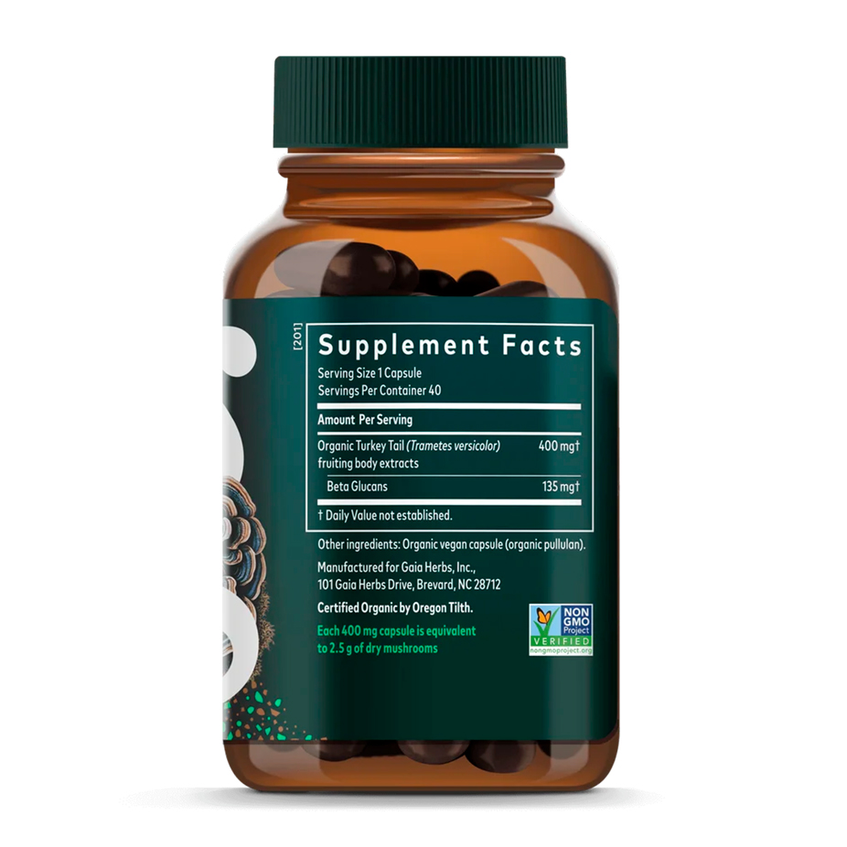 Gaia Herbs, Turkey Tail Mushroom, 400 mg, 40 Vegicaps