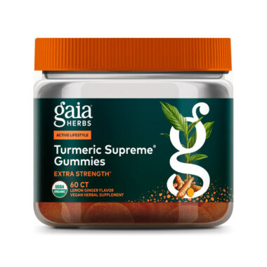 Gaia Herbs, Turmeric Supreme Gummies Extra Strength, Lemon Ginger, 495 mg, 60 Ct