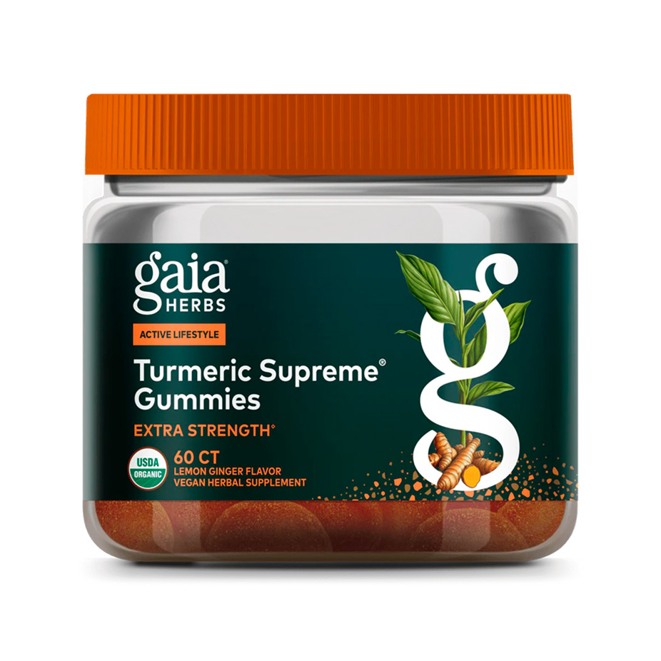 Gaia Herbs, Turmeric Supreme Gummies Extra Strength, Lemon Ginger, 495 mg, 60 Ct Gaia Herbs, Turmeric Supreme Gummies Extra Strength, Lemon Ginger, 495 mg, 60 Ct