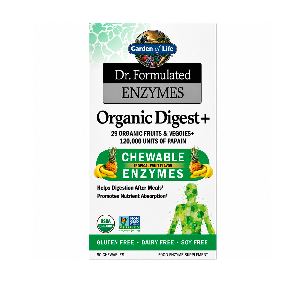 Garden of Life, Dr. Formulated Enzymes Organic Digest+ Chewables, Tropical Fruit, 90 ct Garden of Life, Dr. Formulated Enzymes Organic Digest+ Chewables, Tropical Fruit, 90 ct