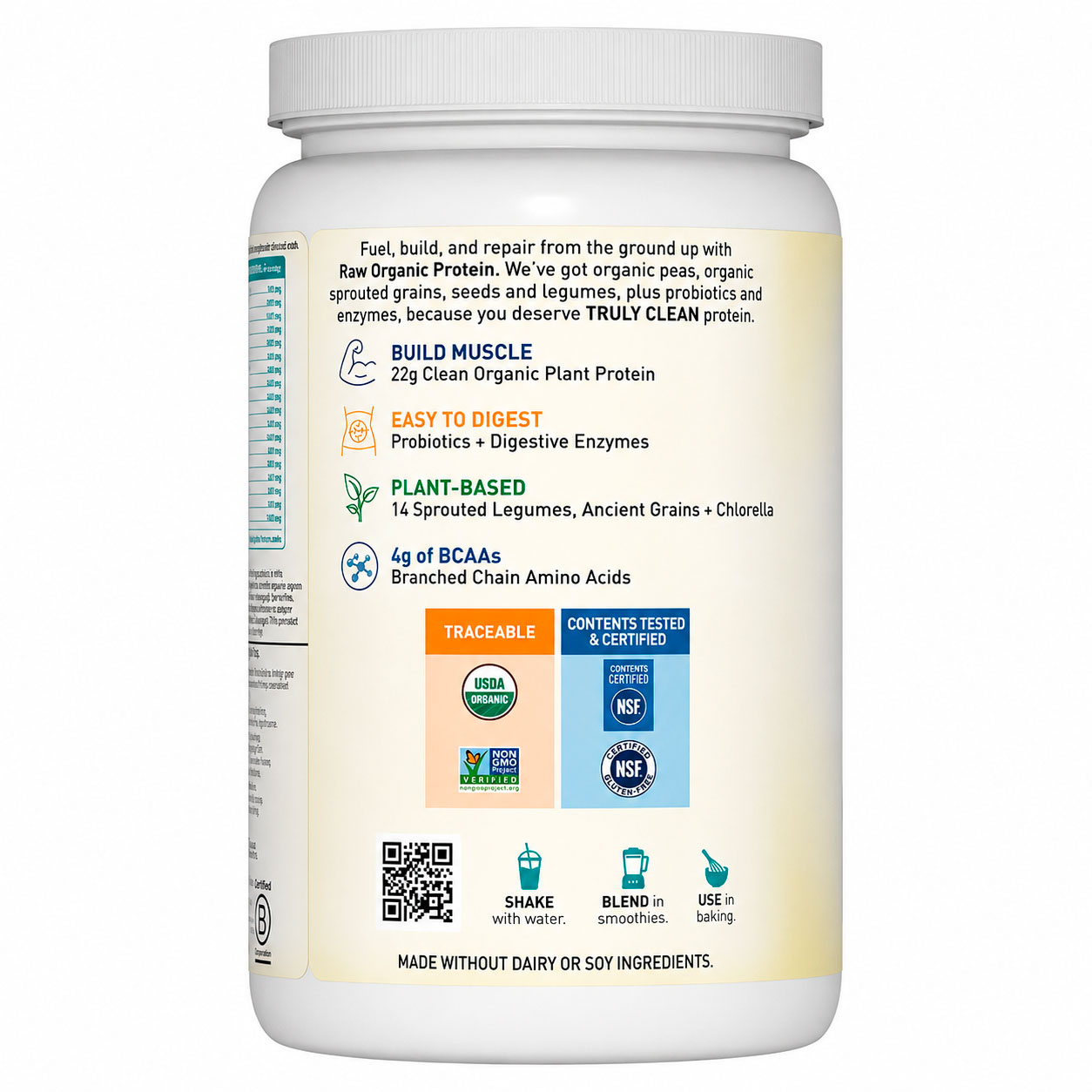 Garden of Life, Raw Organic Protein Powder, Unflavored, 22 g, 19.75 oz