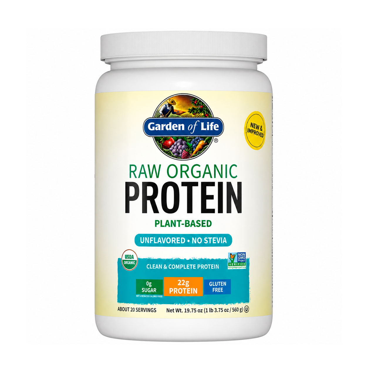Garden of Life, Raw Organic Protein Powder, Unflavored, 22 g, 19.75 oz Garden of Life, Raw Organic Protein Powder, Unflavored, 22 g, 19.75 oz
