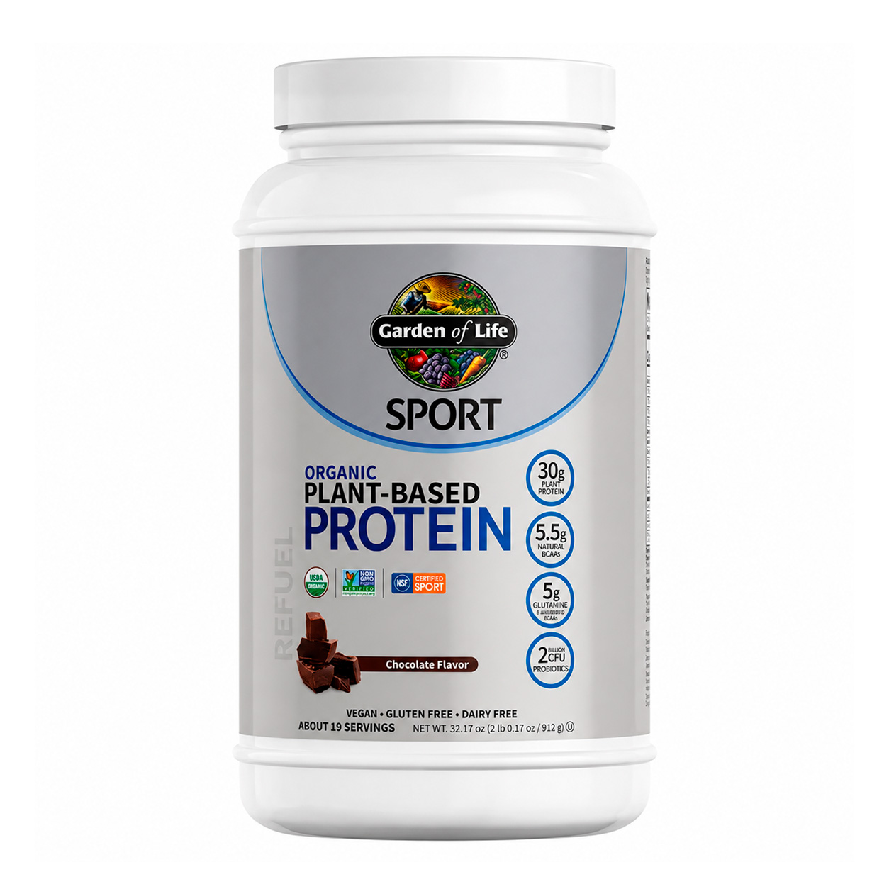 Garden of Life, SPORT Organic Plant-Based Protein Powder, Chocolate, 30 g, 32.17 oz