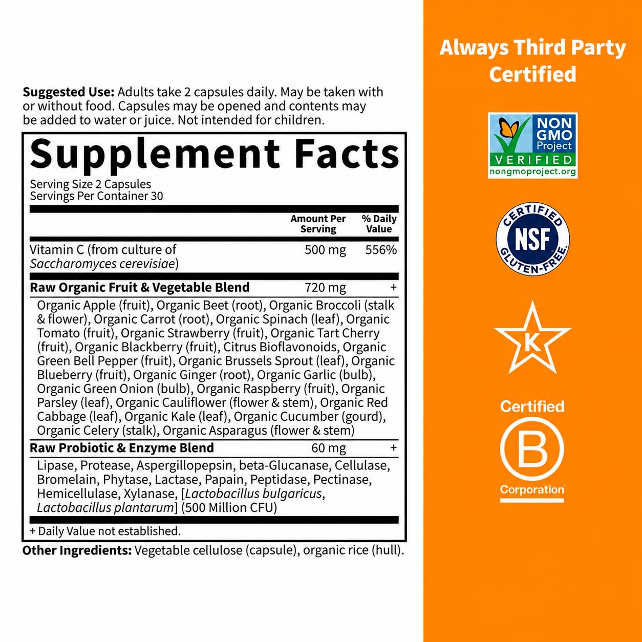 Garden of Life, Vitamin Code Raw Vitamin C with Bioflavonoids, 500 mg, 60 Vegicaps