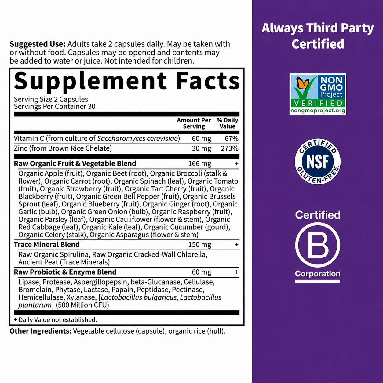 Garden of Life, Vitamin Code Raw Zinc with Vitamin C, 30 mg, 60 mg, 60 Vegicaps