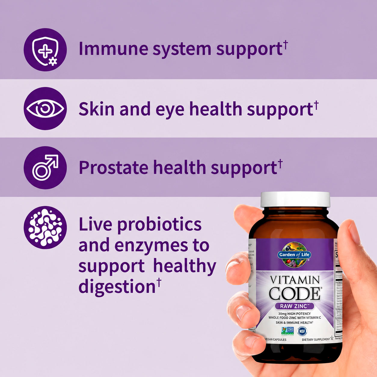 Garden of Life, Vitamin Code Raw Zinc with Vitamin C, 30 mg, 60 mg, 60 Vegicaps