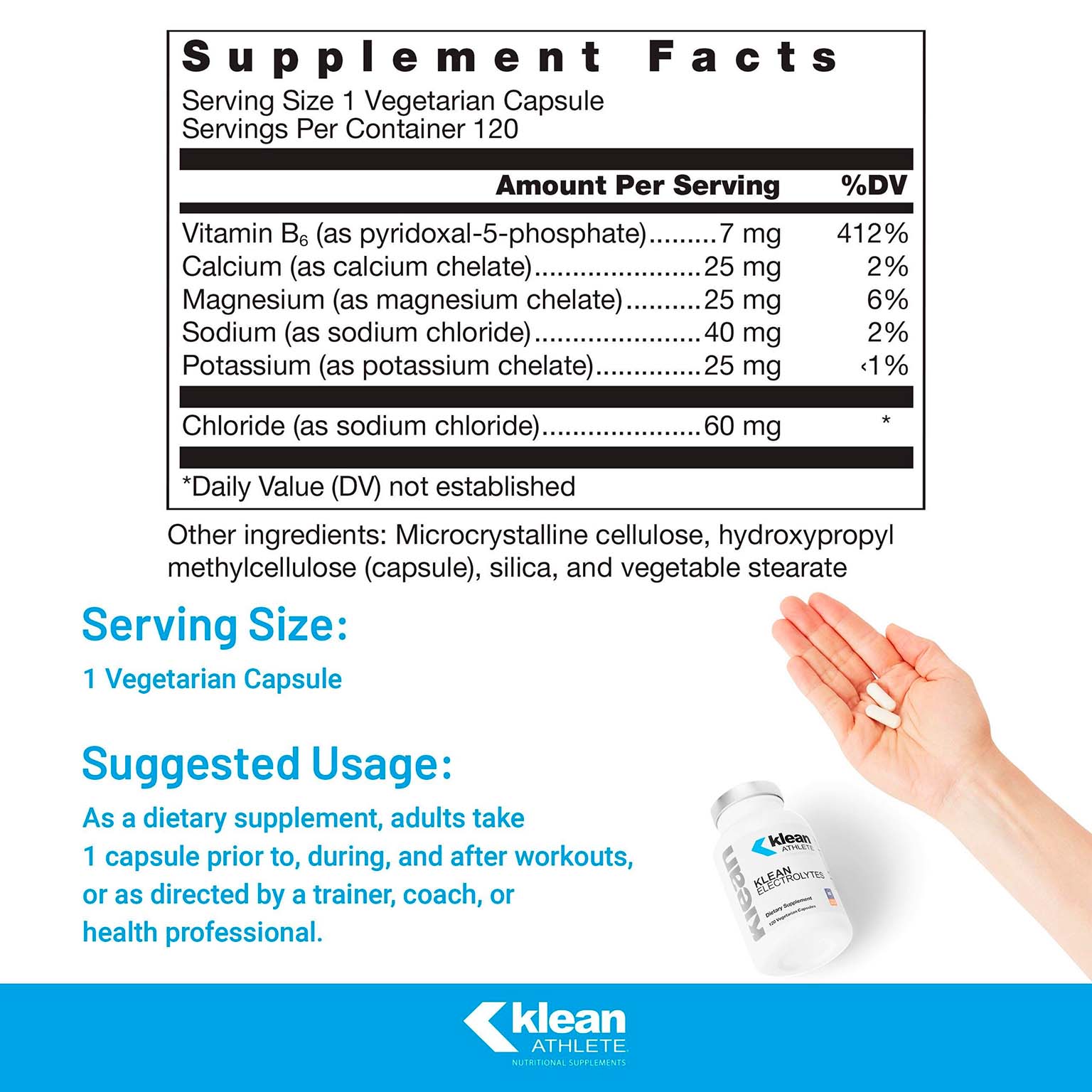 Klean Athlete, Klean Electrolytes, 120 Vegicaps