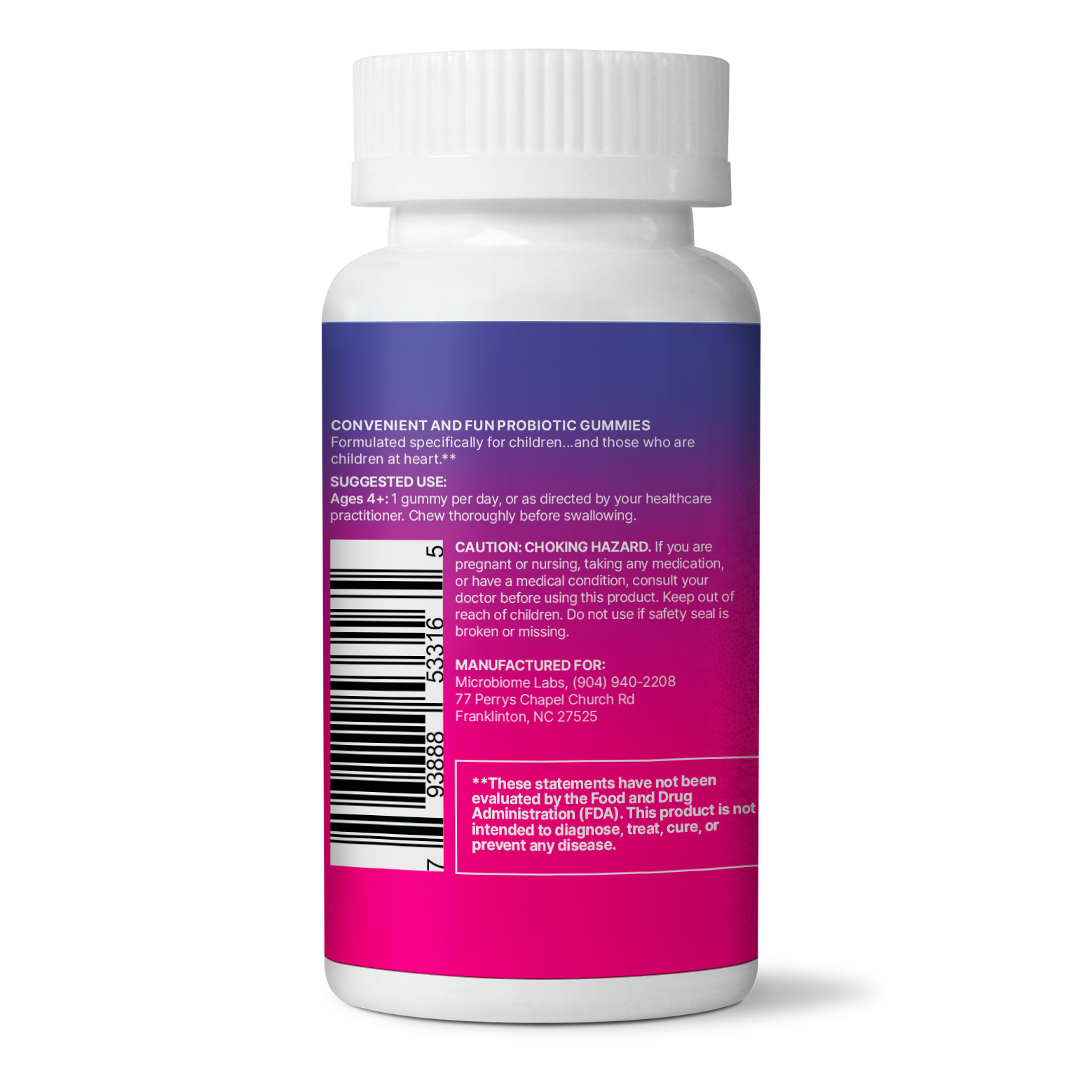 Microbiome Labs, MegaSporeBiotic Gummies For Kids Probiotic, Berry, 2 billion CFU, 30 ct