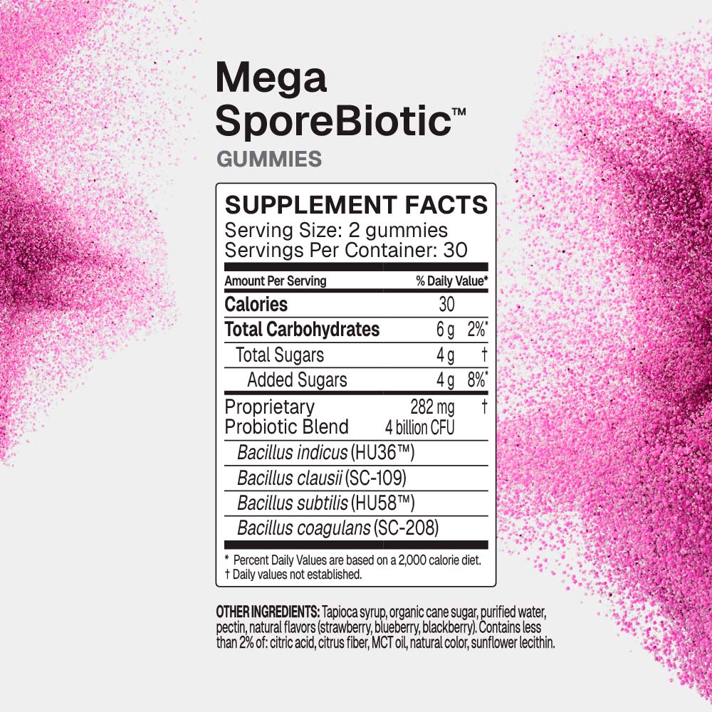 Microbiome Labs, MegaSporeBiotic Gummies Probiotic, Berry, 4 billion CFU, 60 ct