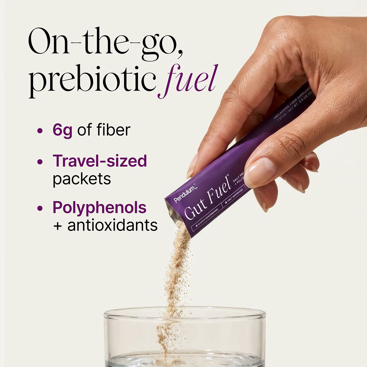 Pendulum, Gut Fuel On-The-Go Daily Prebiotic Fiber + Polyphenols, 15 Packets