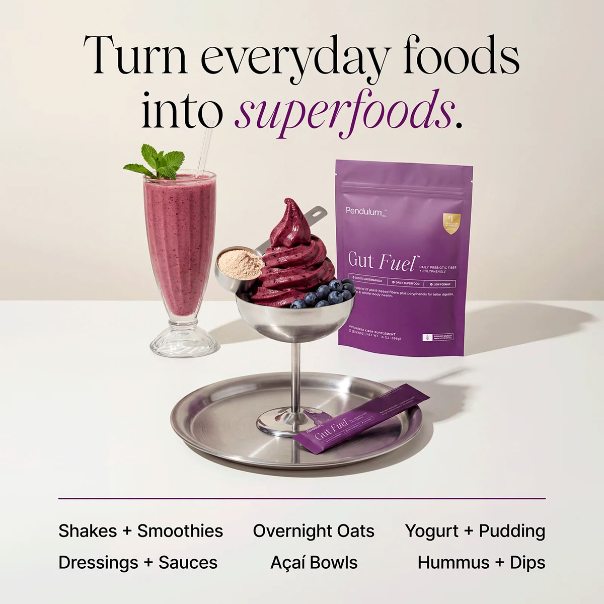 Pendulum, Gut Fuel On-The-Go Daily Prebiotic Fiber + Polyphenols, 15 Packets