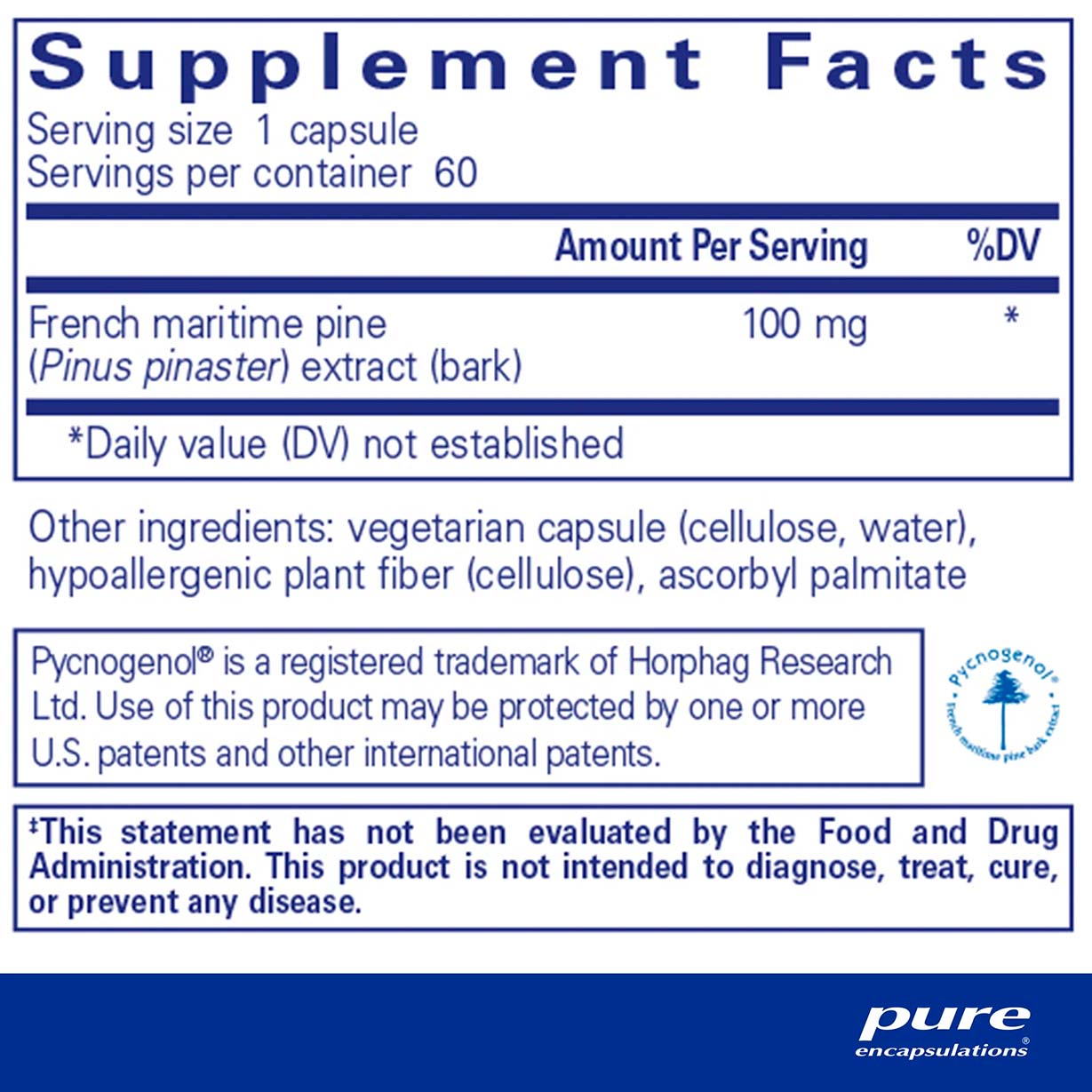Pure Encapsulations, Pycnogenol, 100 mg, 60 Caps