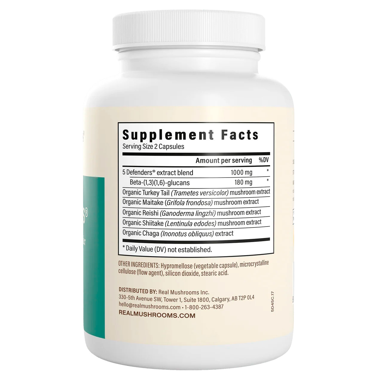 Real Mushrooms, 5 Defenders Mushroom Blend Immune Strength, 1000 mg, 90 Caps