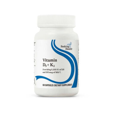 Seeking Health, Vitamin D3 + K2, 125 mcg (5,000 IU), 100 mcg, 60 Caps