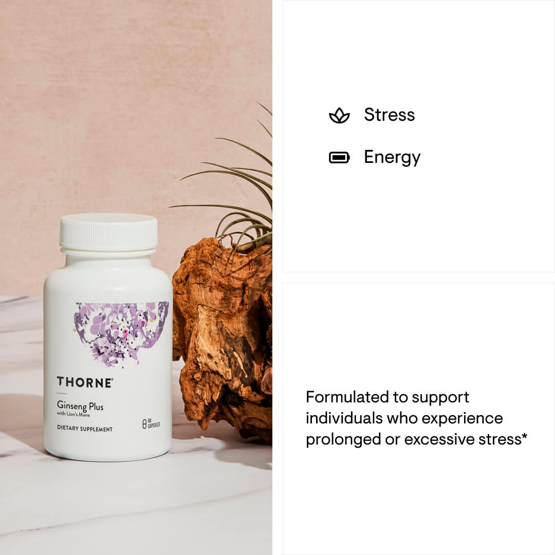 Thorne, Ginseng Plus with Lion’s Mane, 420mg, 400mg, 60 Caps