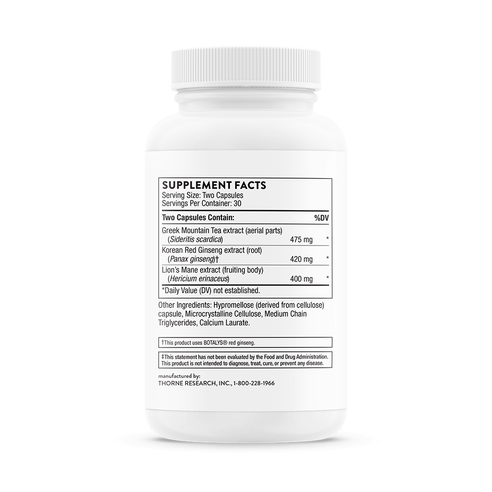 Thorne, Ginseng Plus with Lion’s Mane, 420mg, 400mg, 60 Caps
