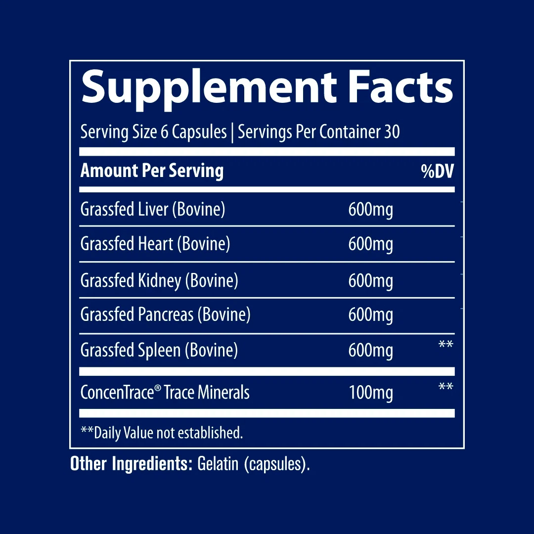 Trace Minerals, Beef Organs, 3000 mg, 180 Caps