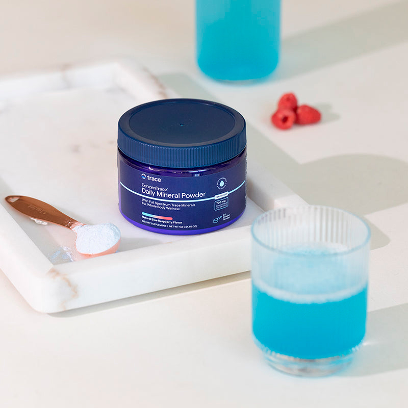 Trace Minerals, ConcenTrace Daily Mineral Powder, Blue Raspberry, 700 mg, 4.65 oz