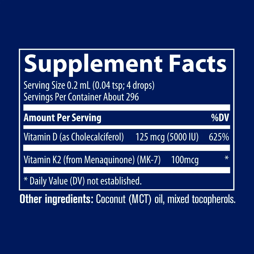 Trace Minerals, Ionic D3+K2, 125 mcg (5000 IU), 100 mcg, 2 fl oz