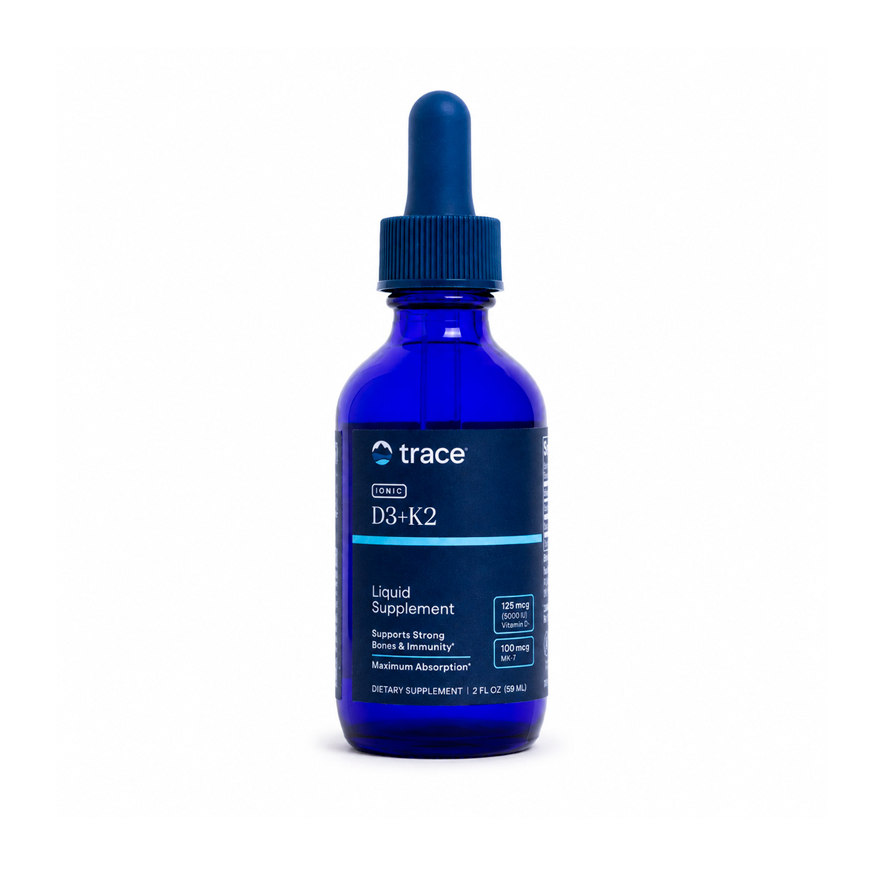 Trace Minerals, Ionic D3+K2, 125 mcg (5000 IU), 100 mcg, 2 fl oz Trace Minerals, Ionic D3+K2, 125 mcg (5000 IU), 100 mcg, 2 fl oz