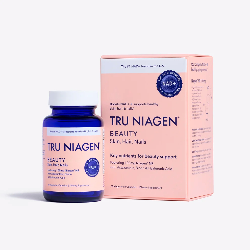 Tru Niagen, Niagen Beauty NR with Astaxanthin, Biotin & Hyaluronic Acid, 100 mg, 30 Vegicaps