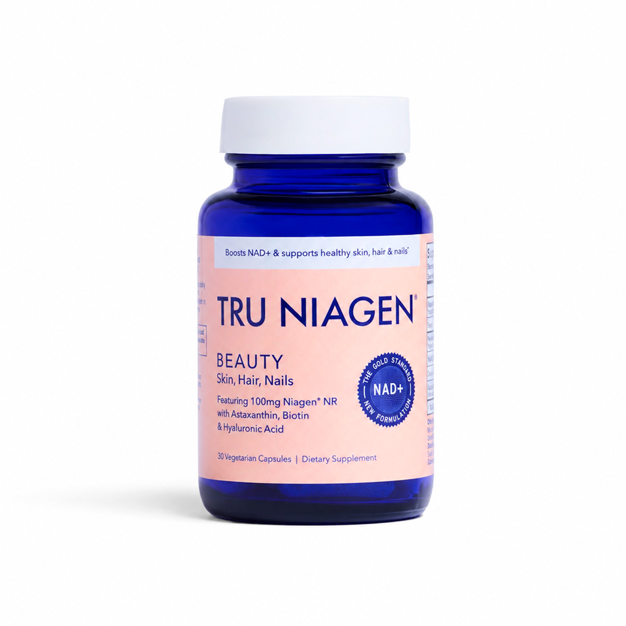 Tru Niagen, Niagen Beauty NR with Astaxanthin, Biotin & Hyaluronic Acid, 100 mg, 30 Vegicaps