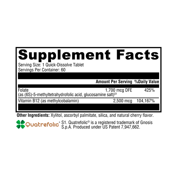 XYMOGEN, 5-MTHF Plus B12, Cherry, 60 Tabs