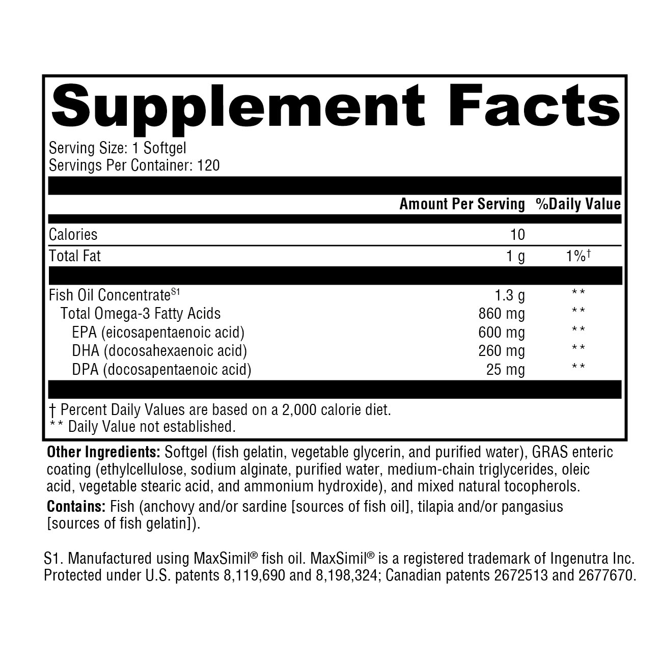 XYMOGEN, Omega MonoPure 1300 EC, 860 mg, 120 Fish Softgels