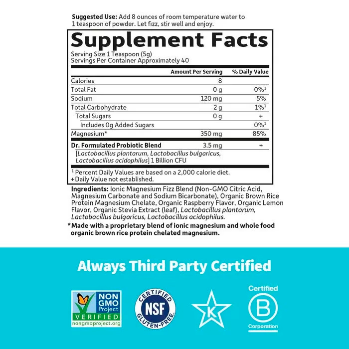 Garden of Life, Dr. Formulated Magnesium Powder, Raspberry Lemon, 350 mg, 7 oz