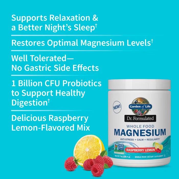 Garden of Life, Dr. Formulated Magnesium Powder, Raspberry Lemon, 350 mg, 7 oz