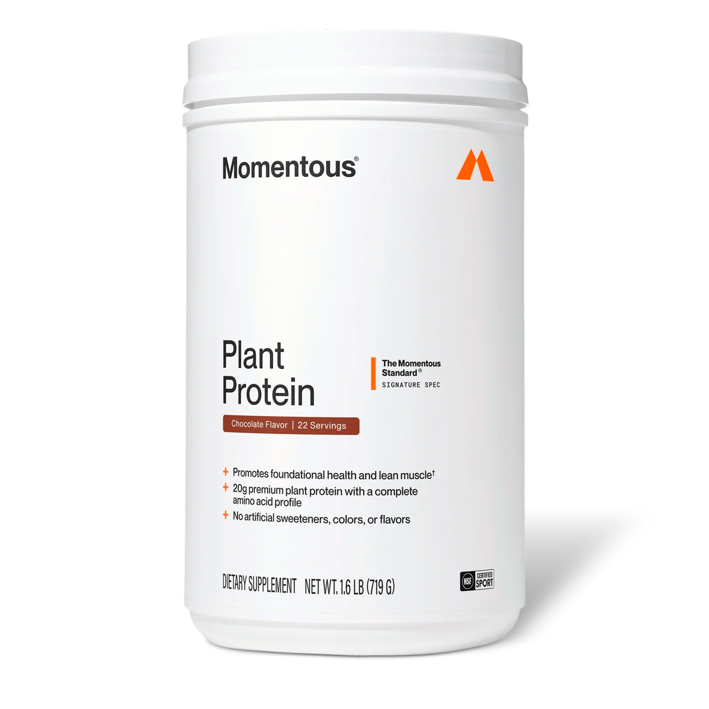 Momentous, 100% Plant Protein Powder, Chocolate, 20 g, 1.6 lb