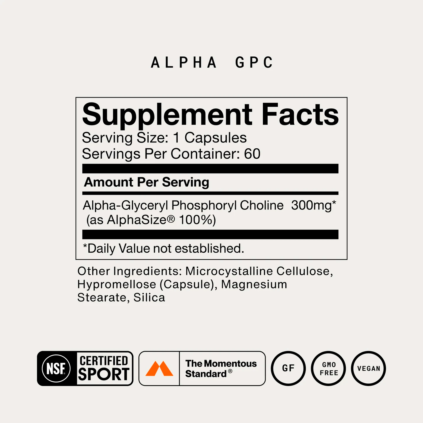 Momentous, Alpha GPC, 300 mg, 60 Vegicaps