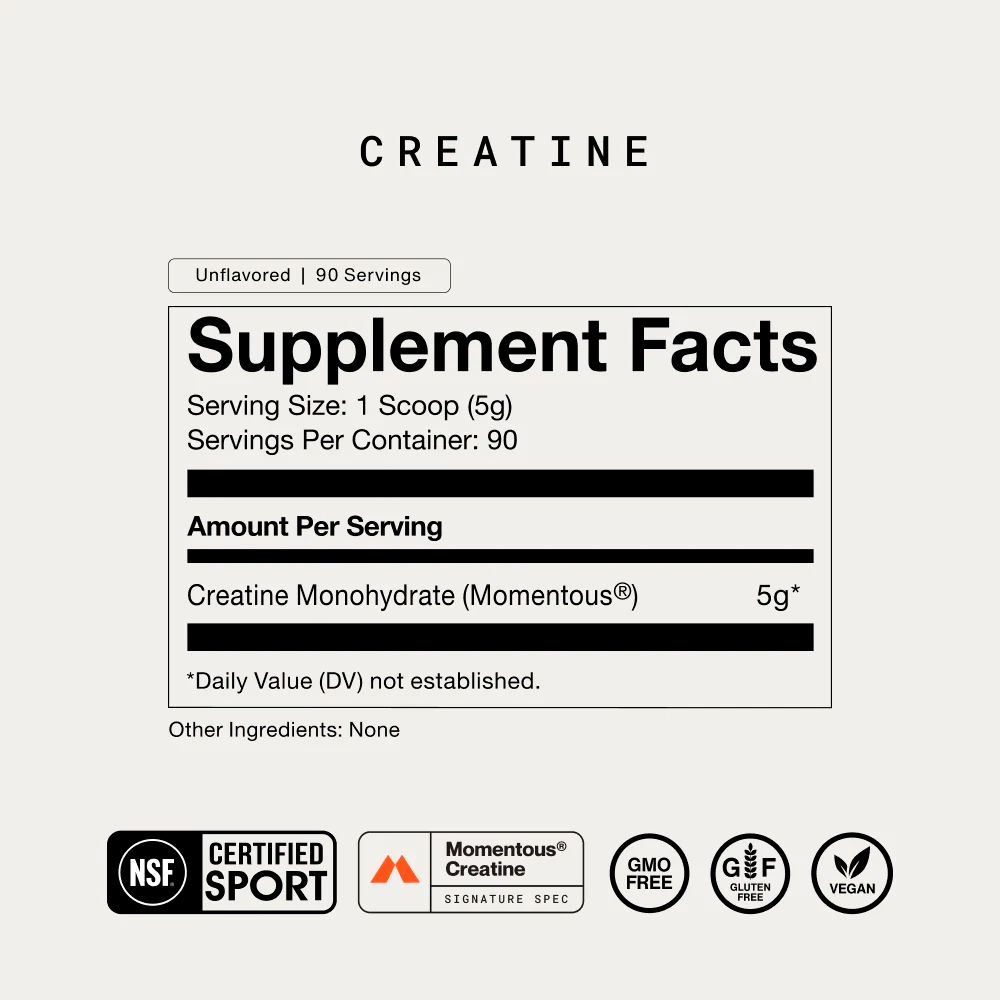 Momentous, Creatine Monohydrate, 5 g, 15.8 oz