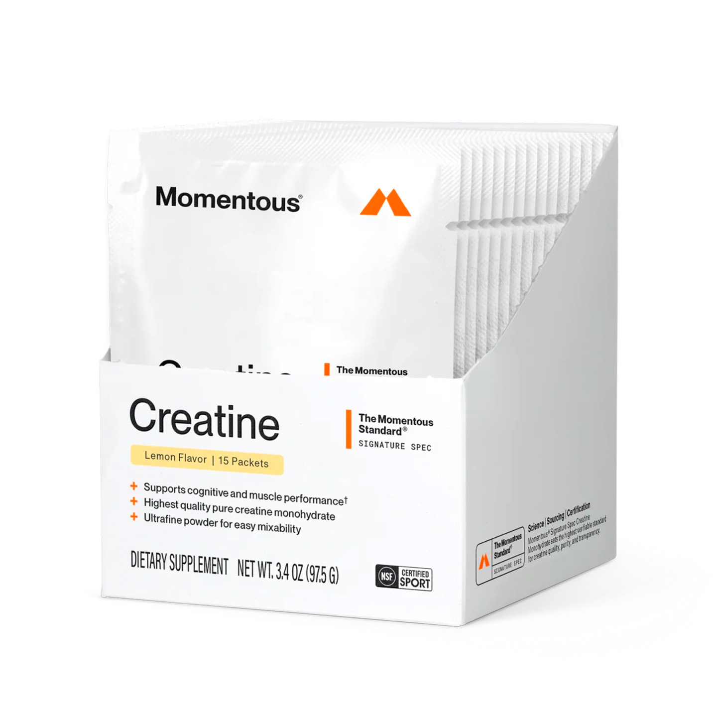 Momentous, Creatine Monohydrate Travel Packs, Lemon, 5 g, 15 Packets Momentous, Creatine Monohydrate Travel Packs, Lemon, 5 g, 15 Packets