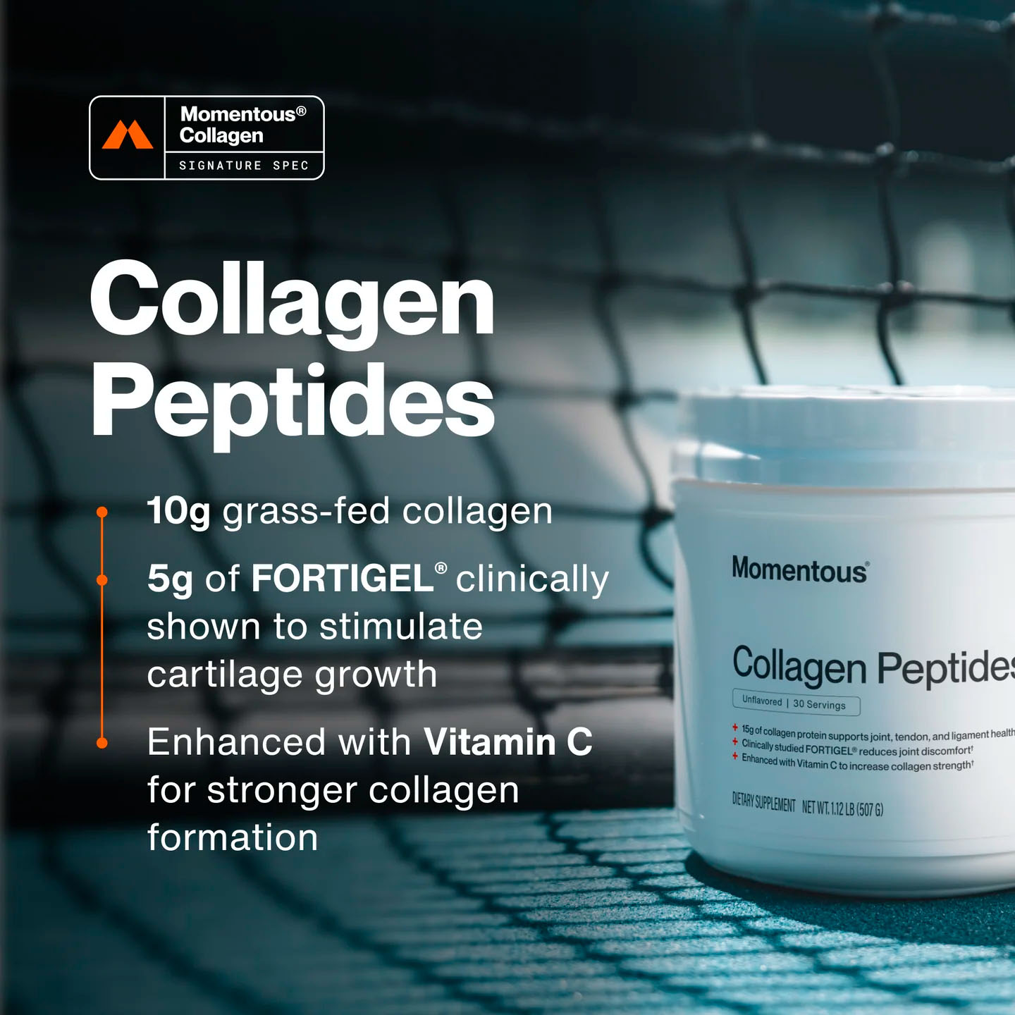 Momentous, Grass-Fed Collagen Peptides, Fortigel, 10 g, 5 g, 1.12 lb