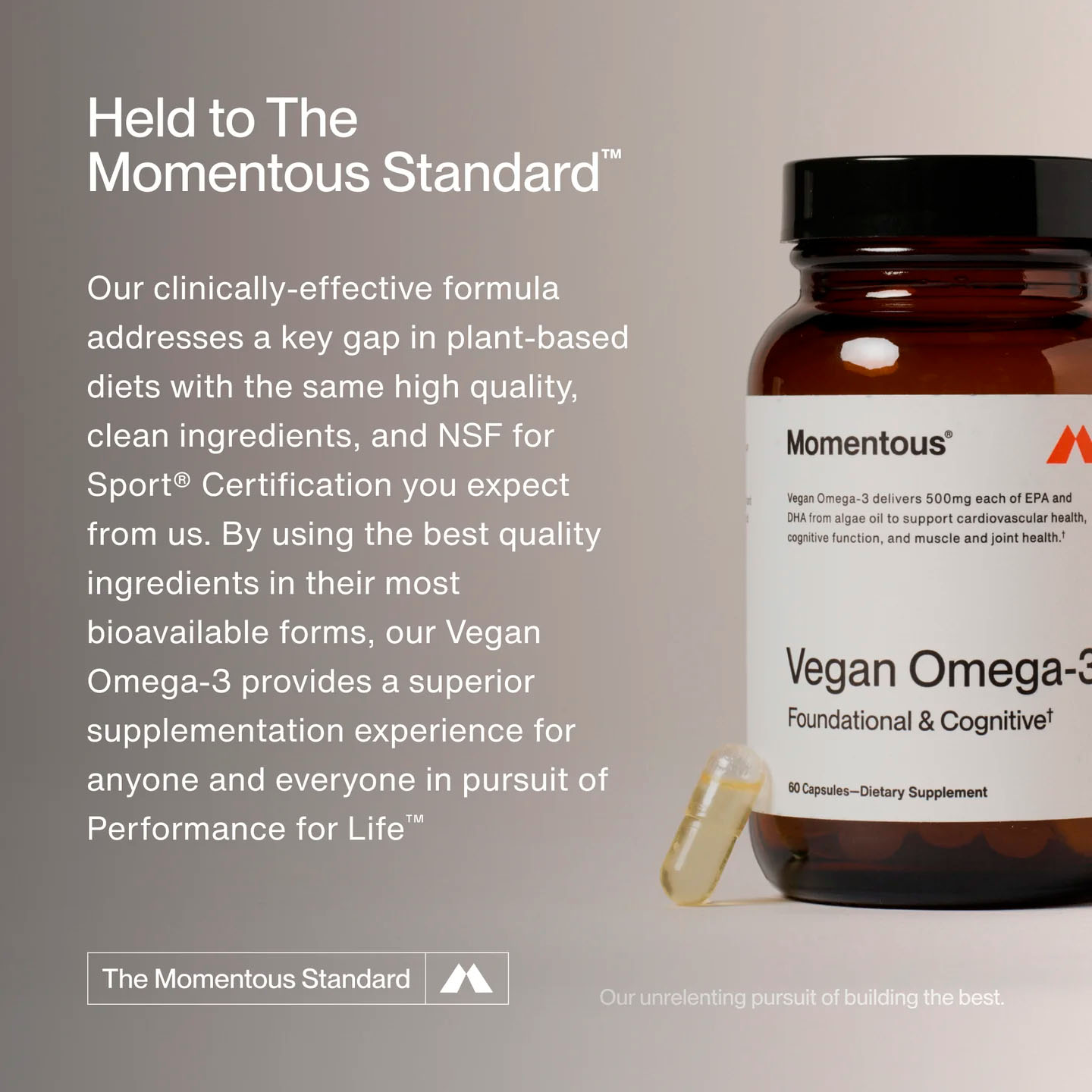 Momentous, Omega-3 Vegan Algae Oil EPA + DHA, 500 mg, 500 mg, 60 Vegicaps