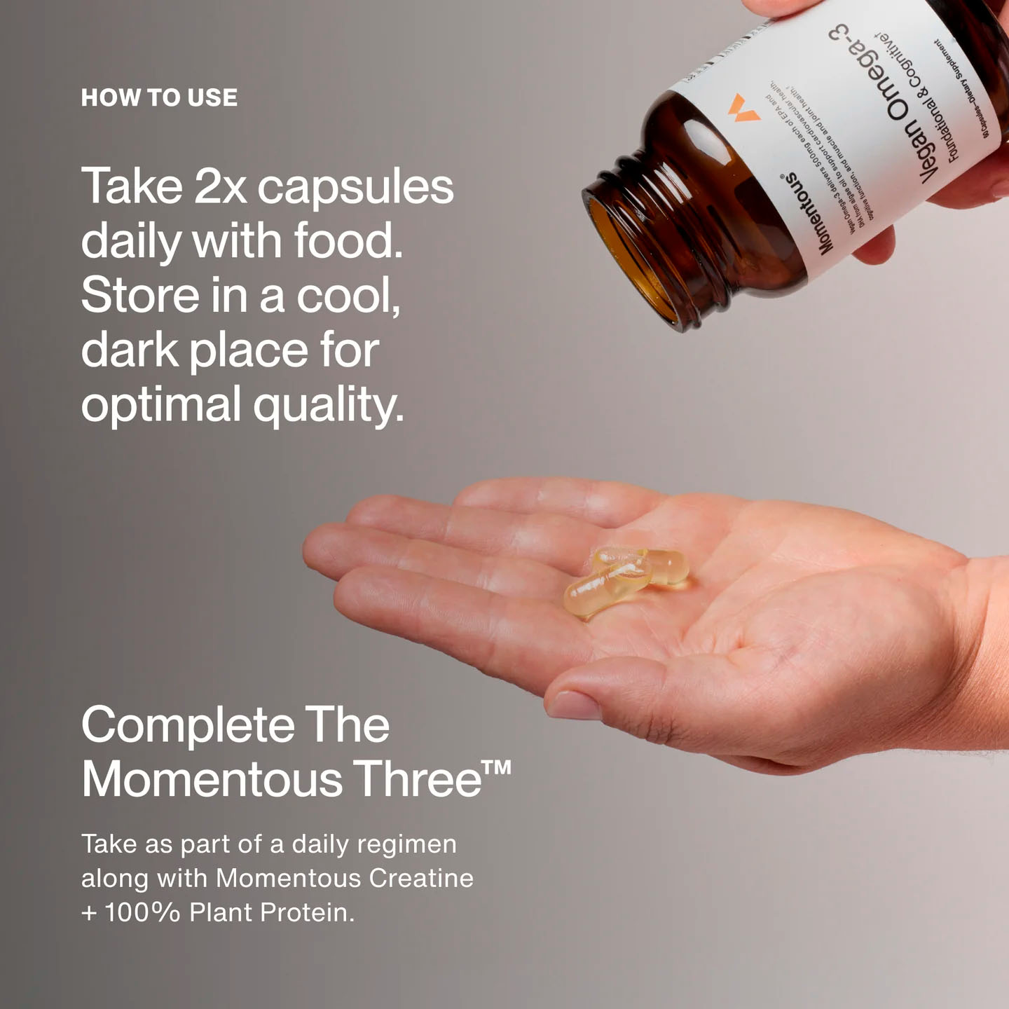 Momentous, Omega-3 Vegan Algae Oil EPA + DHA, 500 mg, 500 mg, 60 Vegicaps
