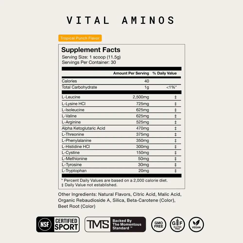 Momentous, Vital Aminos, Tropical Punch, 11.5 g, 12.17 oz