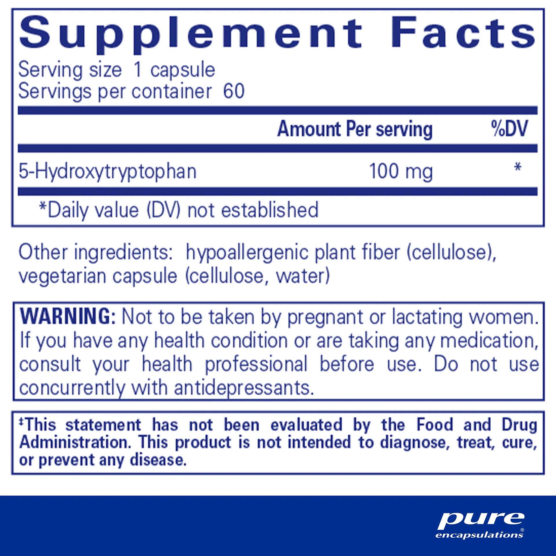 Pure Encapsulations, 5-HTP, 100 mg, 60 Caps