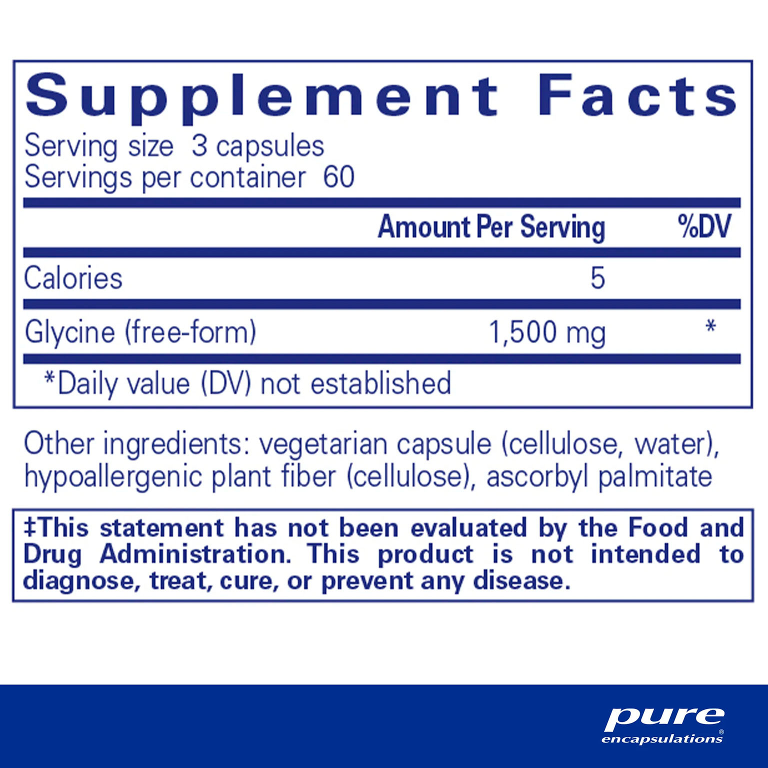Pure Encapsulations, Glycine, 1500 mg, 180 Caps
