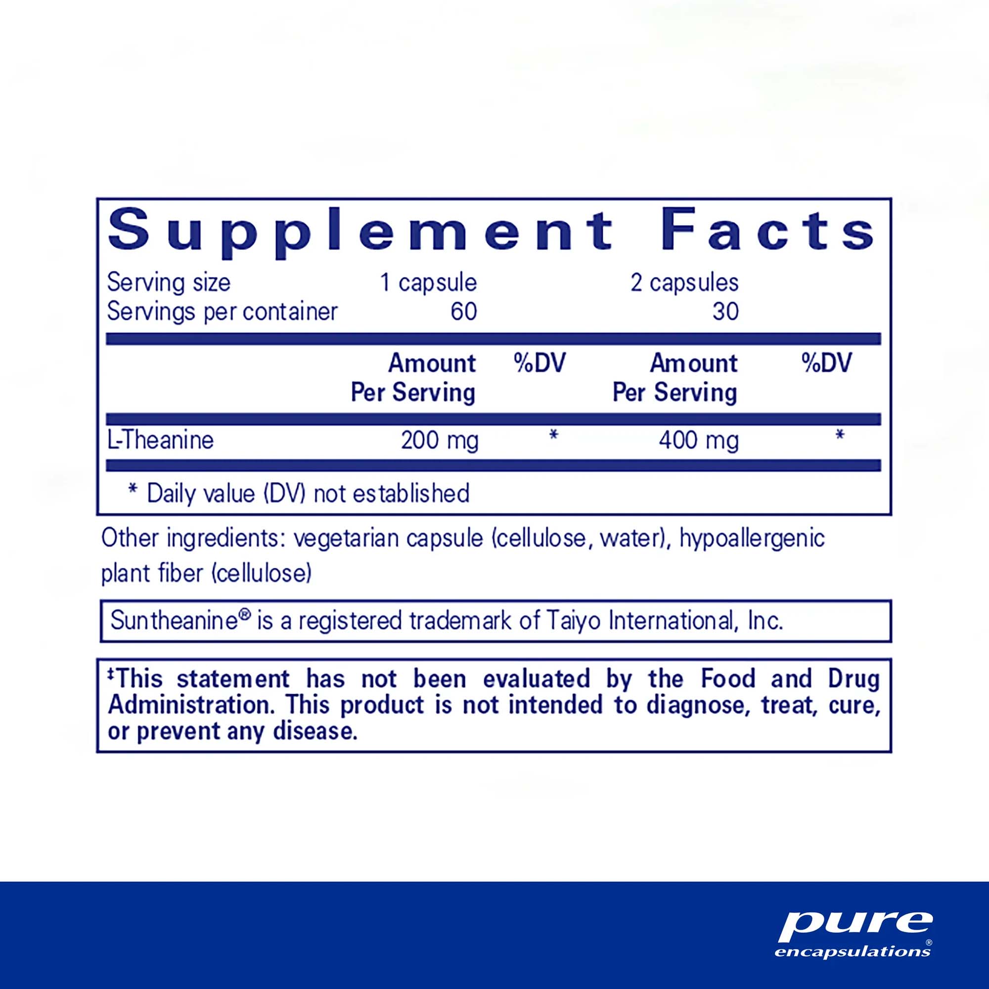 Pure Encapsulations, L-Theanine, 200 mg, 60 Caps