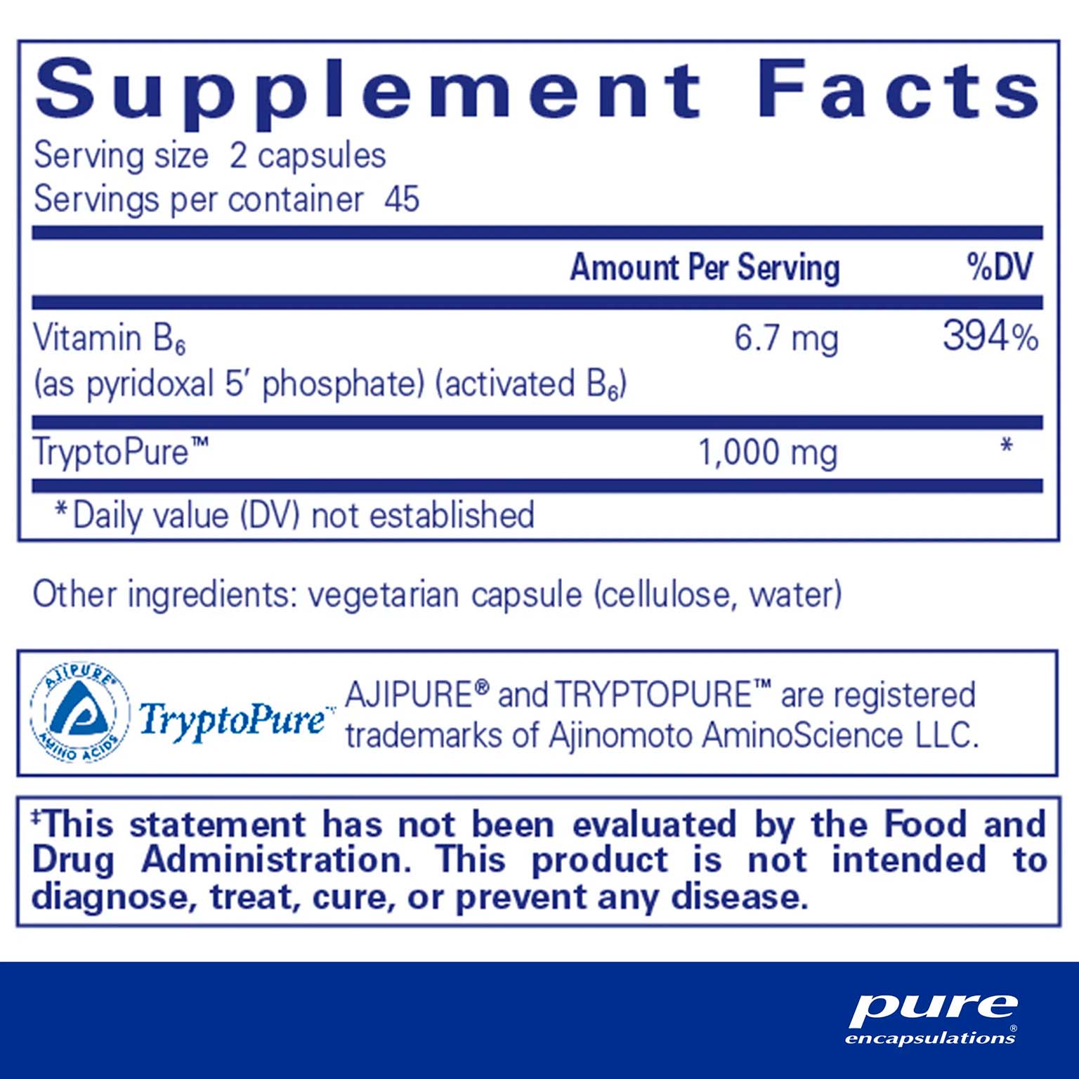 Pure Encapsulations, L-Tryptophan, 1000 mg, 90 Caps
