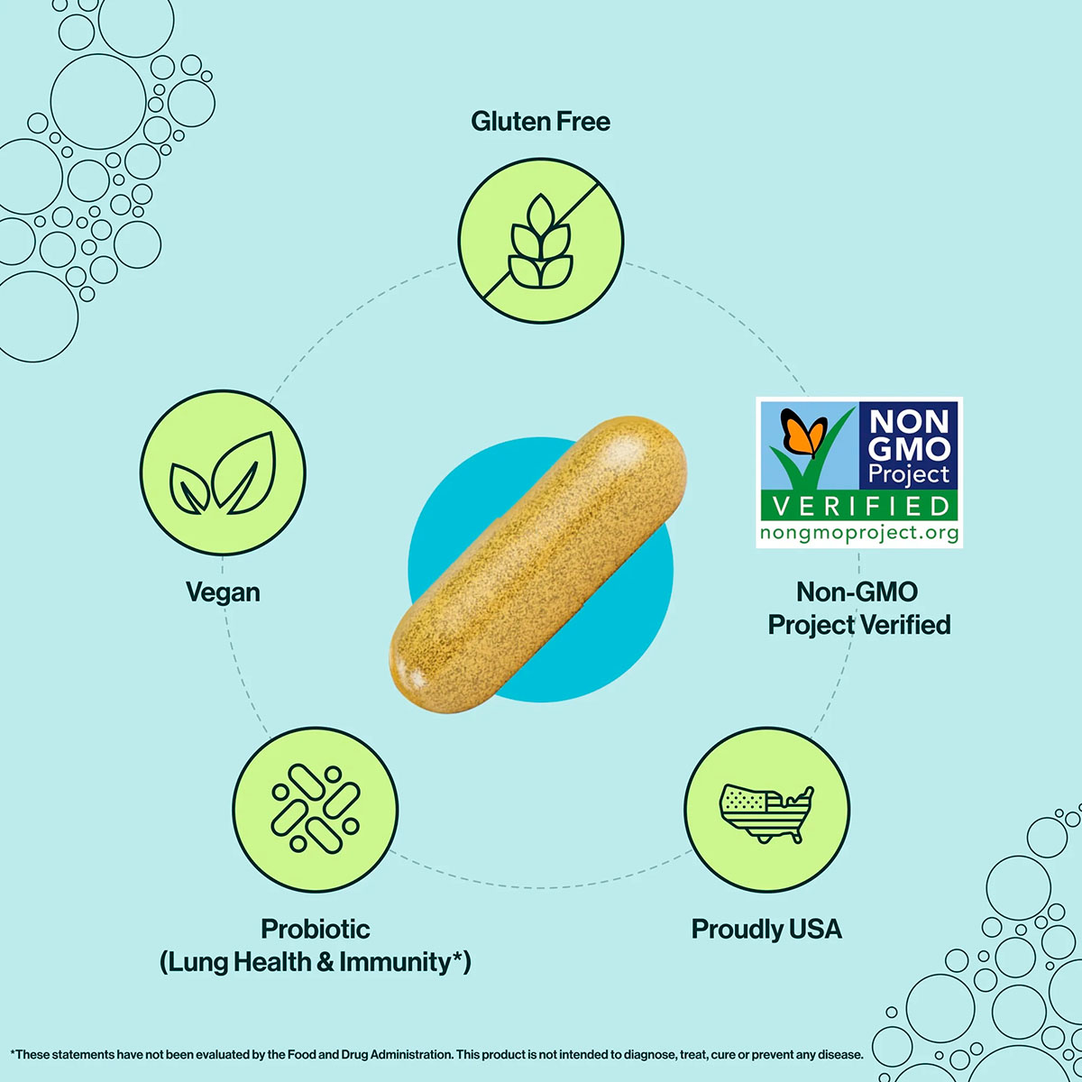 ResBiotic, resB Lung Support Probiotic, 30B CPU, 60 Vegicaps