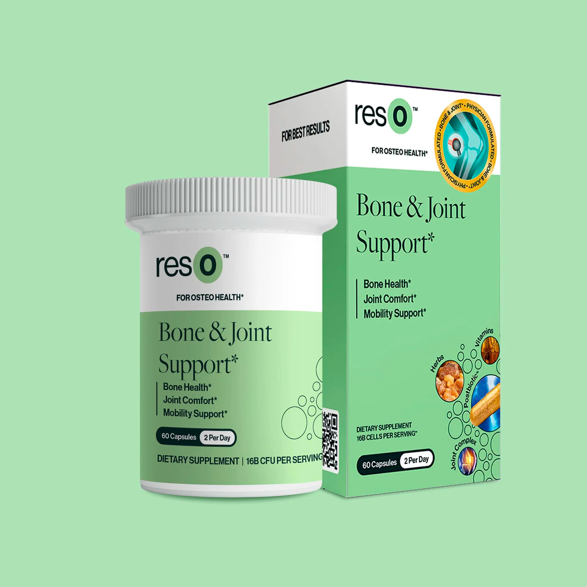 ResBiotic, resO Bone & Joint Support, 16B CFU, 60 Vegicaps
