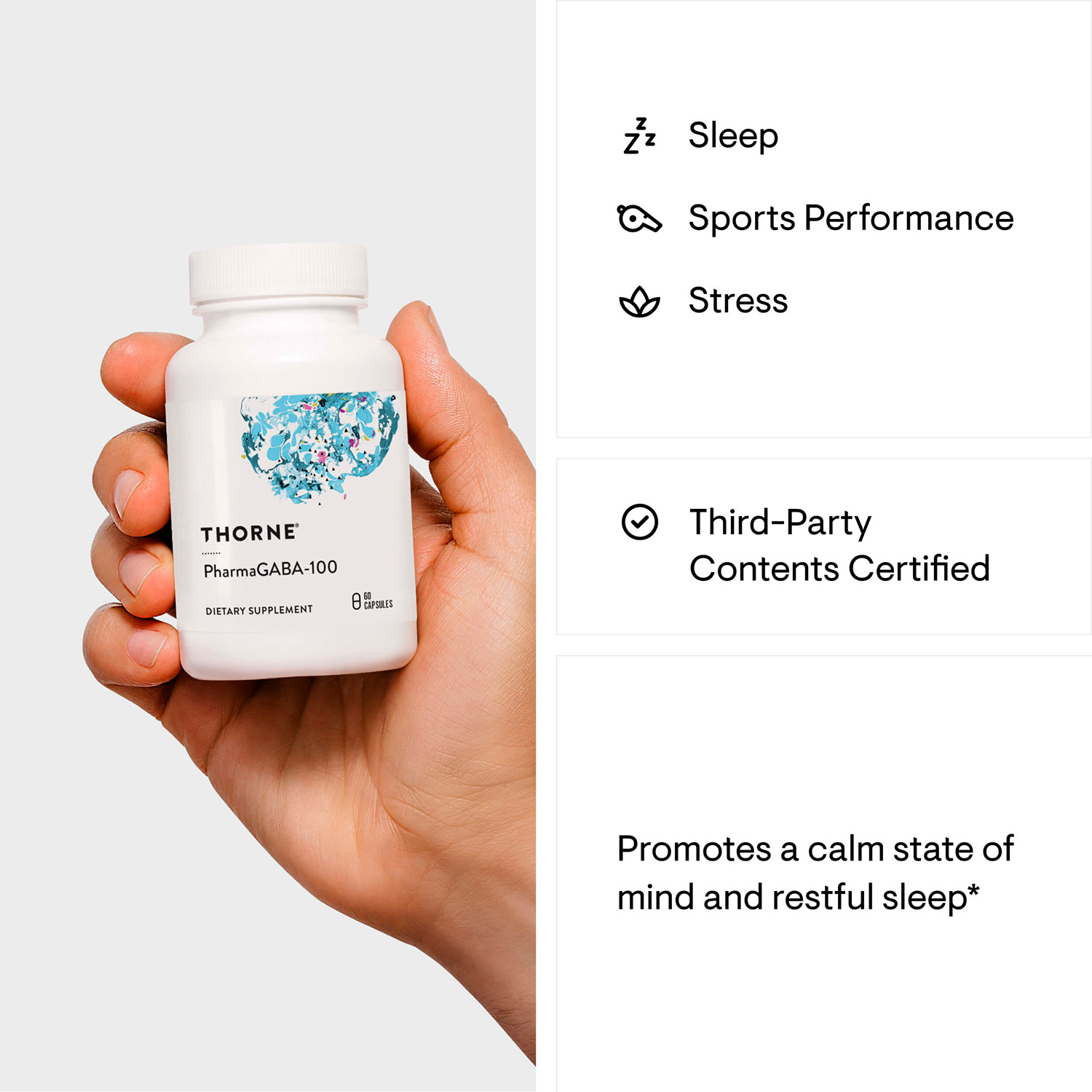 Thorne, PharmaGABA-100, 100 mg, 60 Caps