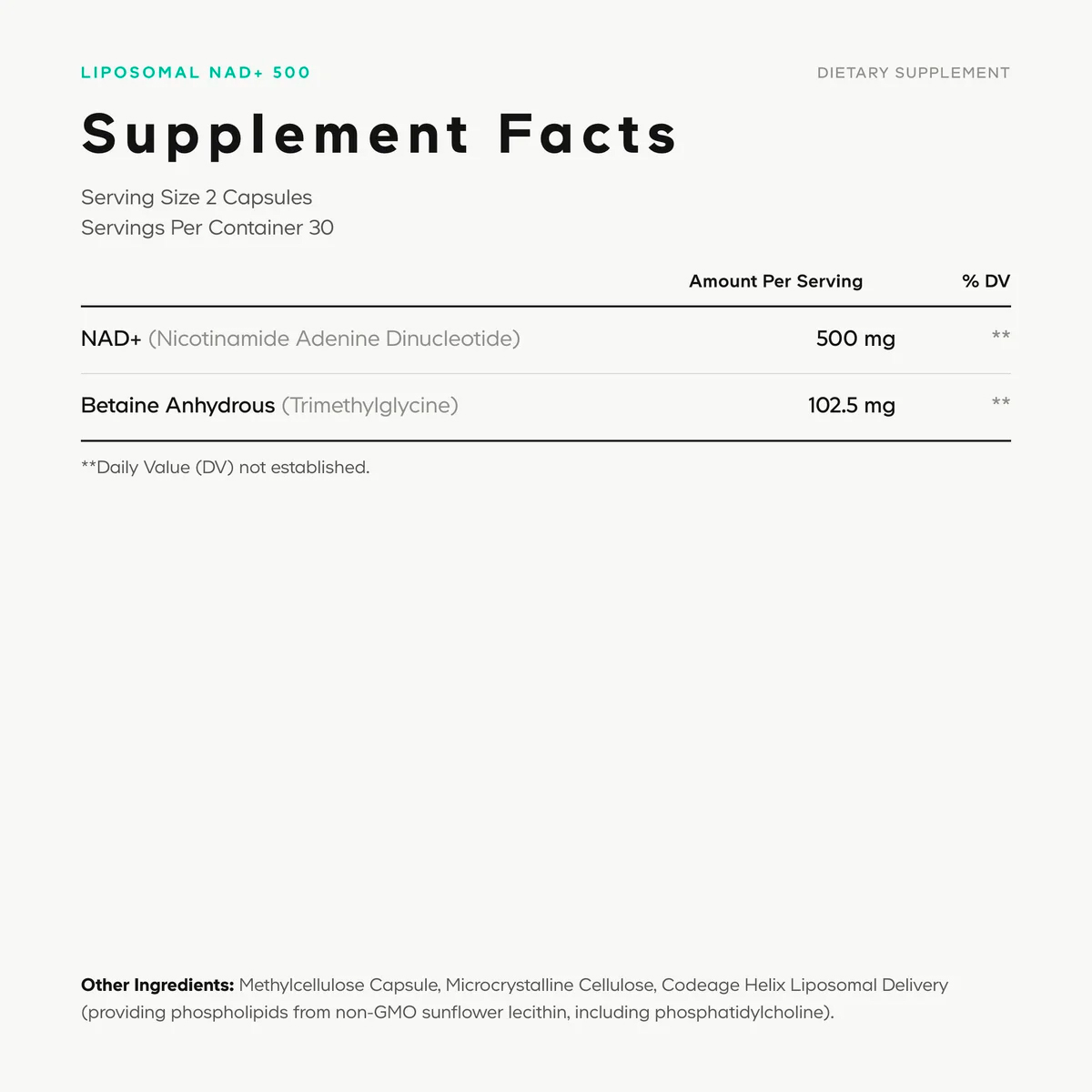 Codeage, Liposomal NAD, 500 mg, 60 Vegicaps