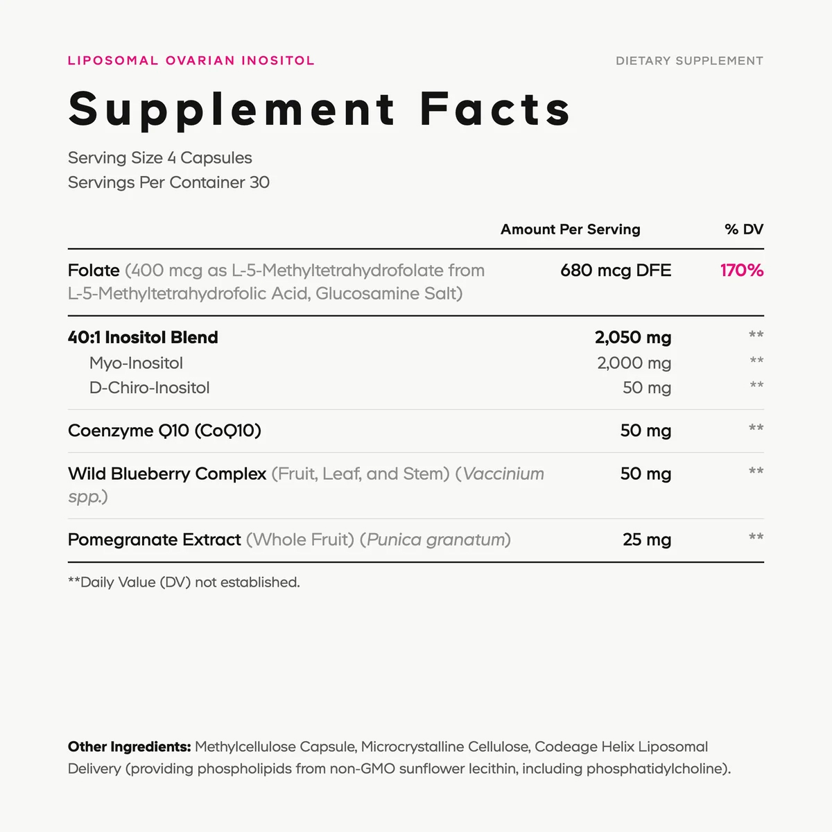 Codeage, Liposomal Ovarian Inositol with Folate, 120 Vegicaps