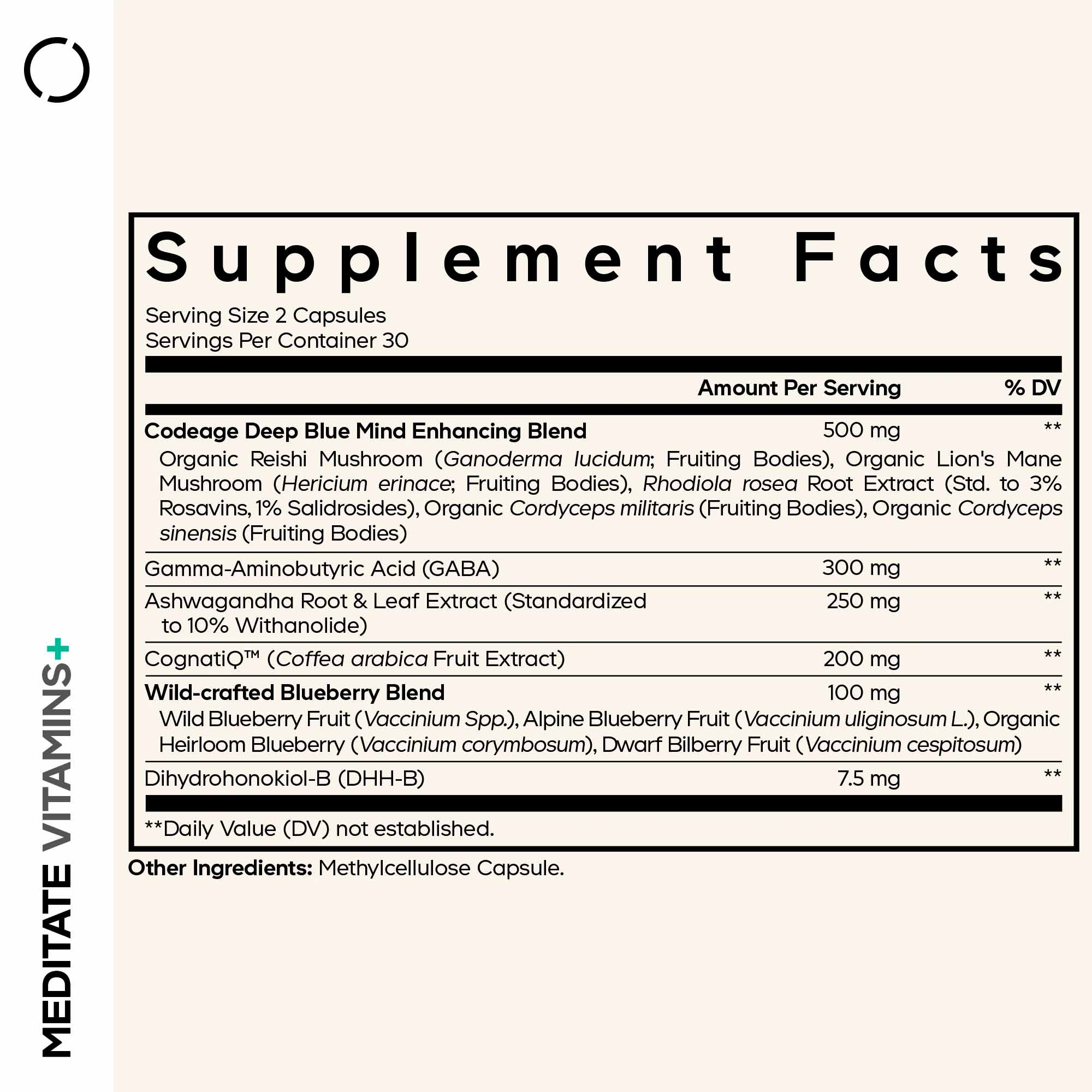 Codeage, Meditate Vitamins with CognatiQ, GABA & Ashwagandha, 60 Vegicaps