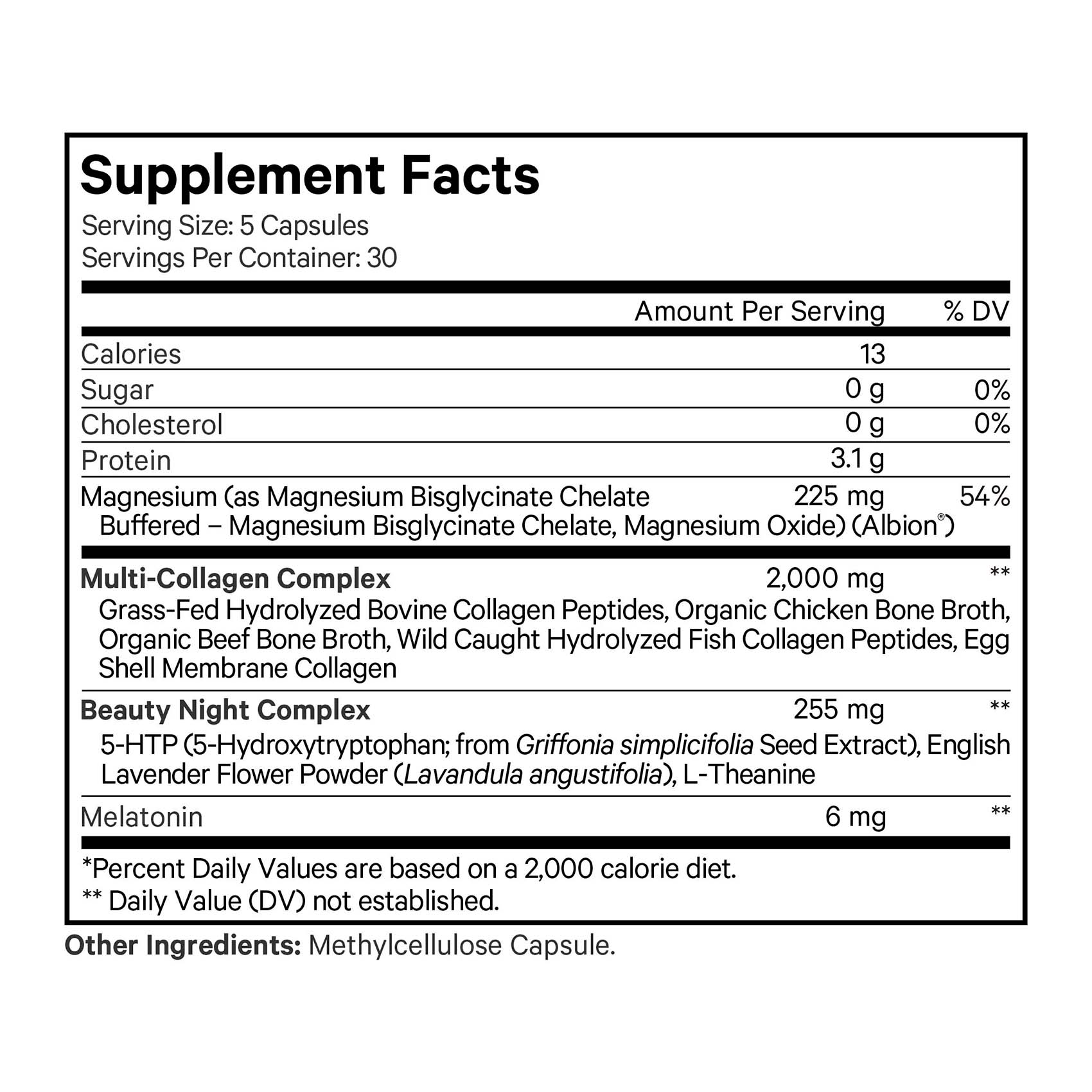 Codeage, Multi Collagen Beauty Night with 5-HTP, Magnesium & Melatonin, 150 Vegicaps