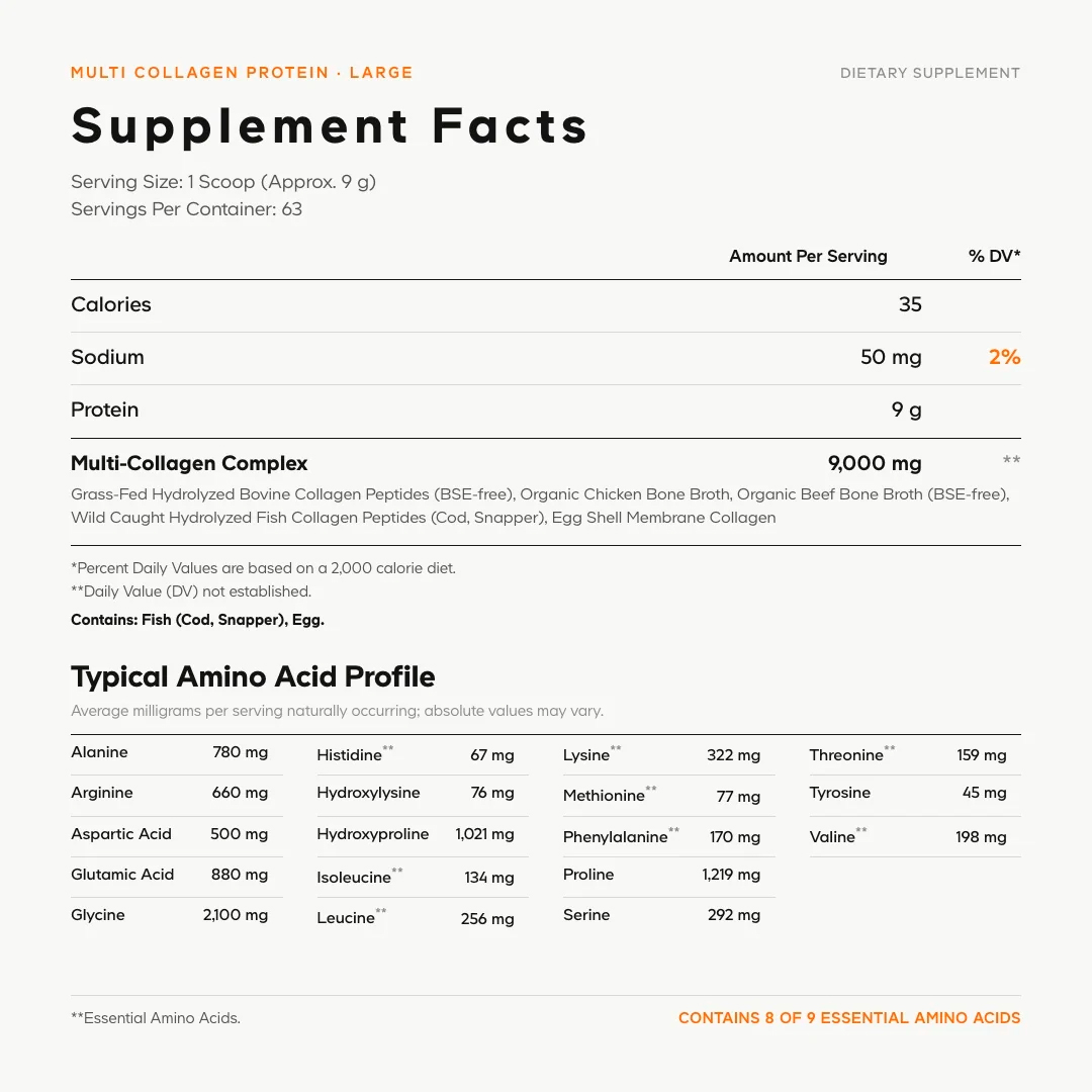 Codeage, Multi Collagen Peptides with 18 Amino Acids, Unflavored, 9 g, 20 oz